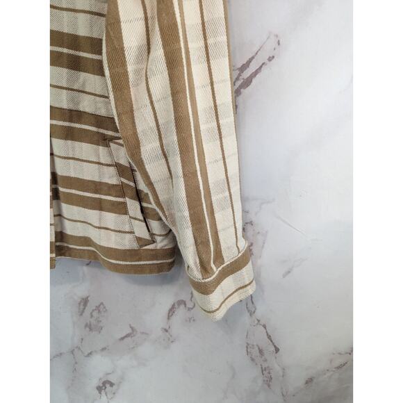 Everlane Jacket Women Large Brown The Oversized Striped Shirt Shacket Flannel - Picture 4 of 11